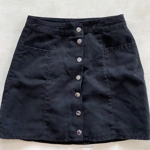 Faux suede button up skirt